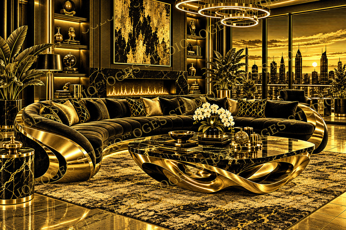 Golden Elegance — The Ultimate Luxury Living Room