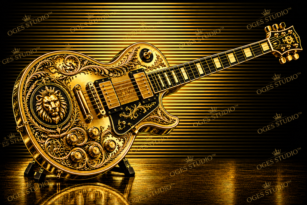 Royal Lion Electric Guitar | Gold Guitar Art | OGES Studio
